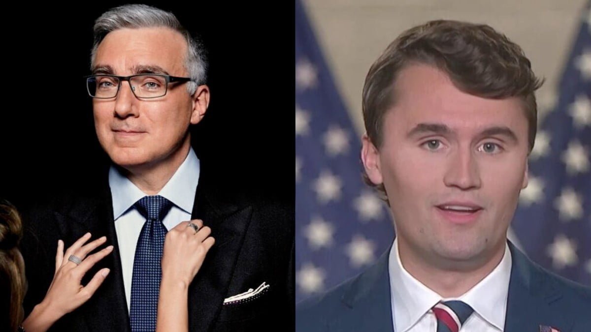 A photo of Keith Olbermann and Charlie Kirk