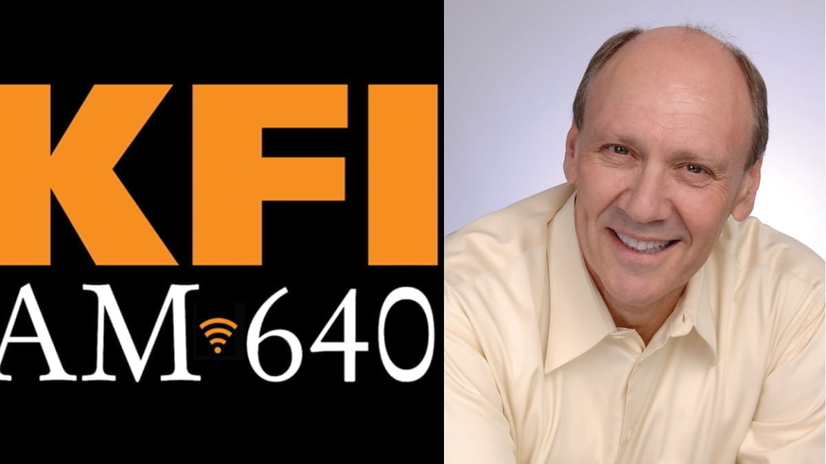 A photo of Bill Handel and the KFI logo