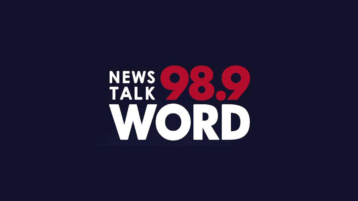 A photo of the 98.9 WORD logo