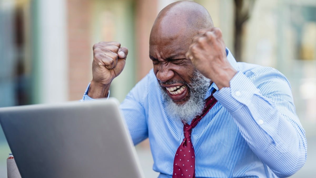 Man yells at computer