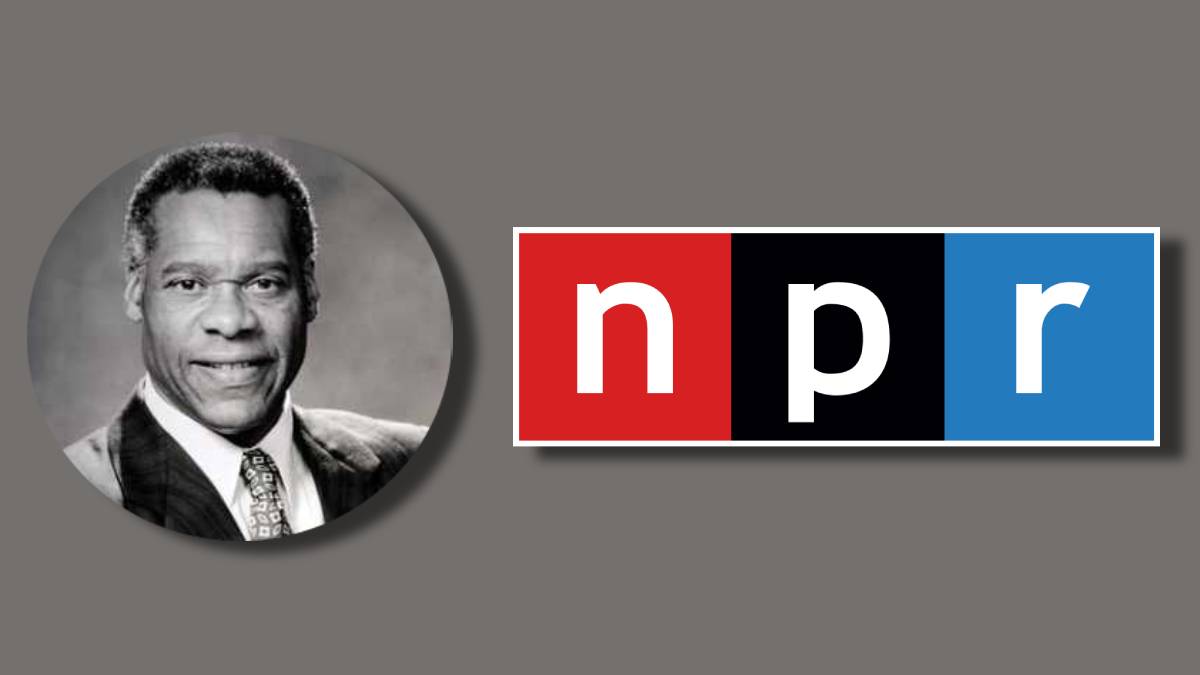 A photo of Delano Lewis with the NPR logo