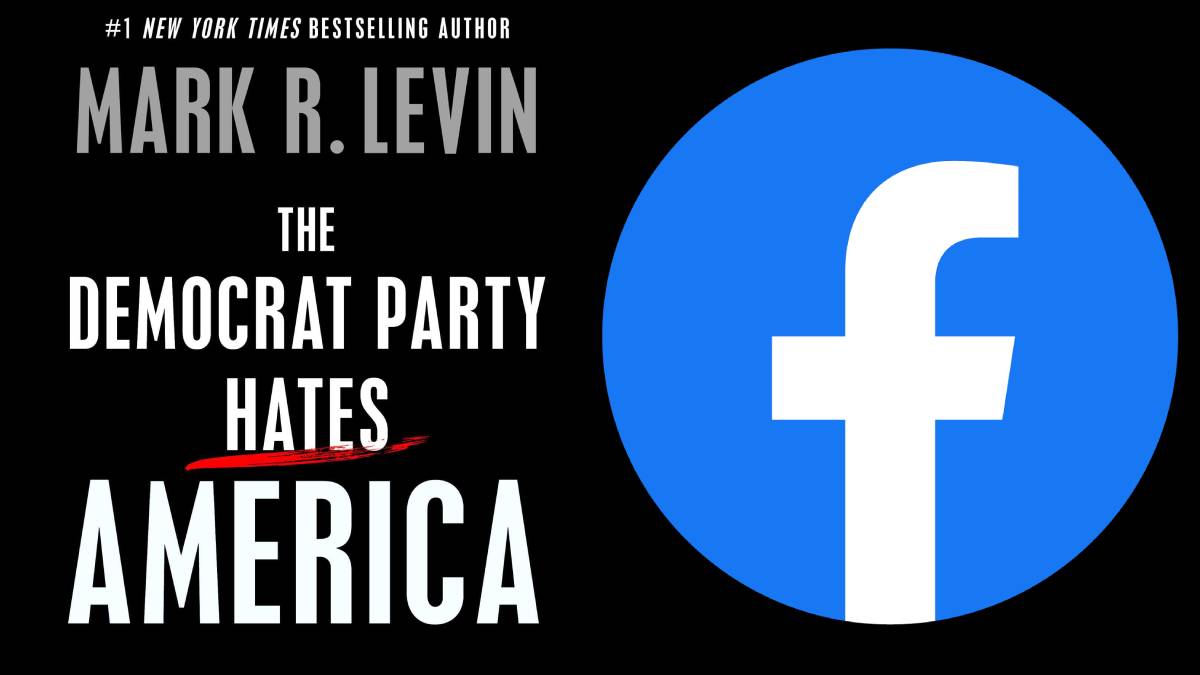 A photo of the cover of Mark Levin's book and the Facebook logo