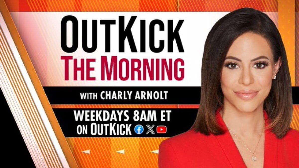 A photo of Charly Arnolt and the Outkick The Morning logo