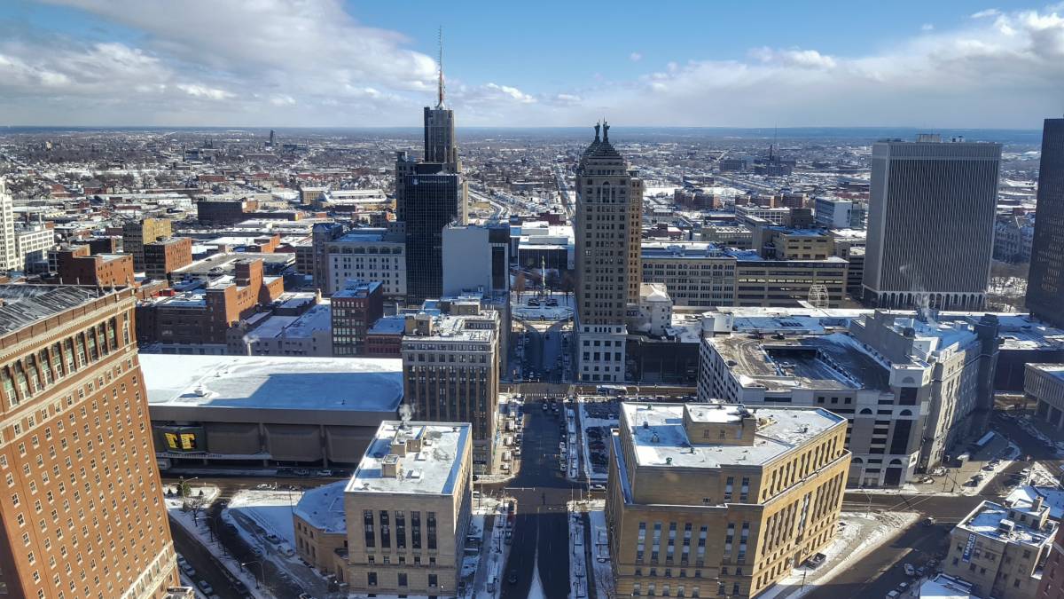 A photo of the Buffalo skyline