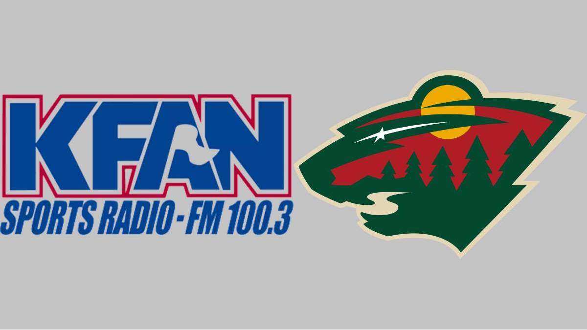 A photo of the KFAN and Minnesota Wild logos