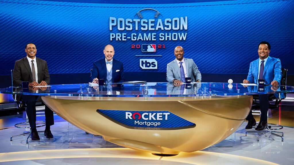 From left to right (L-R): Curtis Granderson; Ernie Johnson; Jimmy Rollins; Pedro Martínez