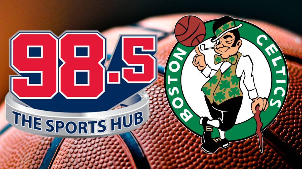 A photo of the Boston Celtics and 98.5 The Sports Hub logos