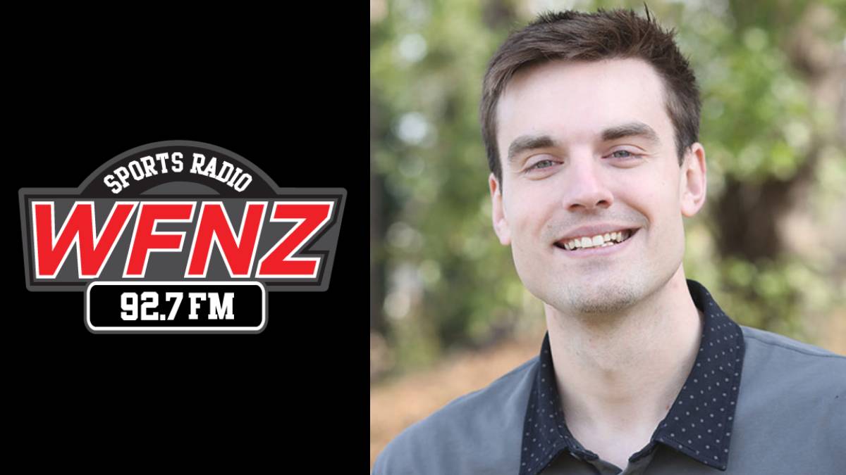 A photo of Walker Mehl and the WFNZ logo