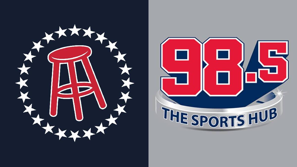 A photo of the Barstool Sports and 98.5 The Sports Hub logos