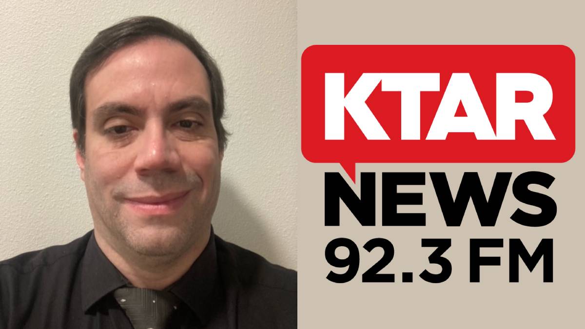 A photo of Bill O'Neil and the KTAR logo