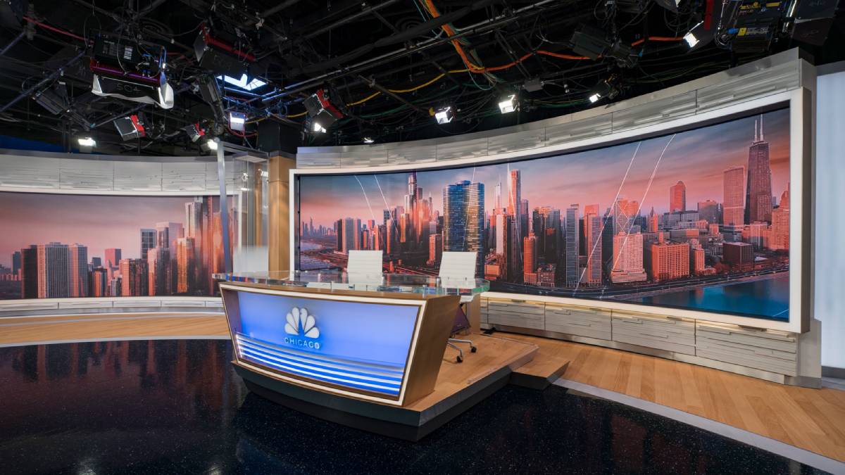 A TV news set