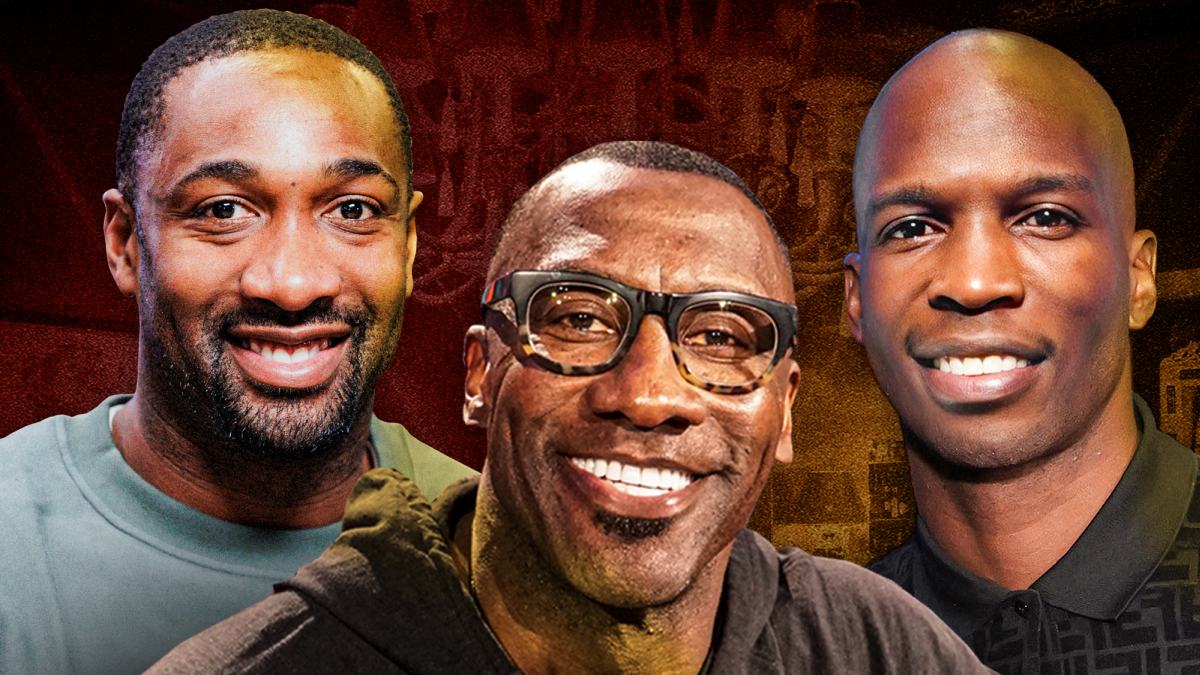 An image of Gilbert Arenas, Shannon Sharpe, and Chad Johnson