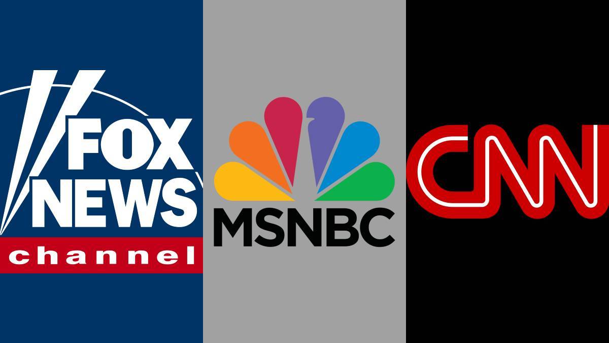 A photo of the Fox News, MSNBC, and CNN logos