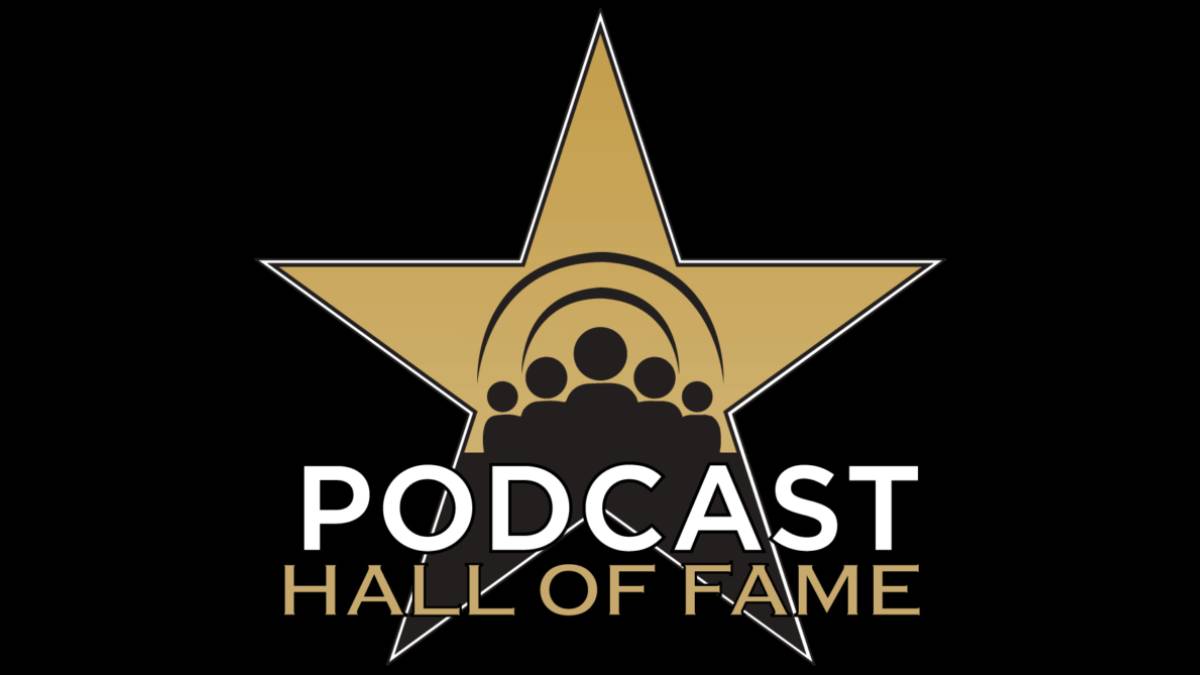 A photo of the Podcast Hall of Fame logo