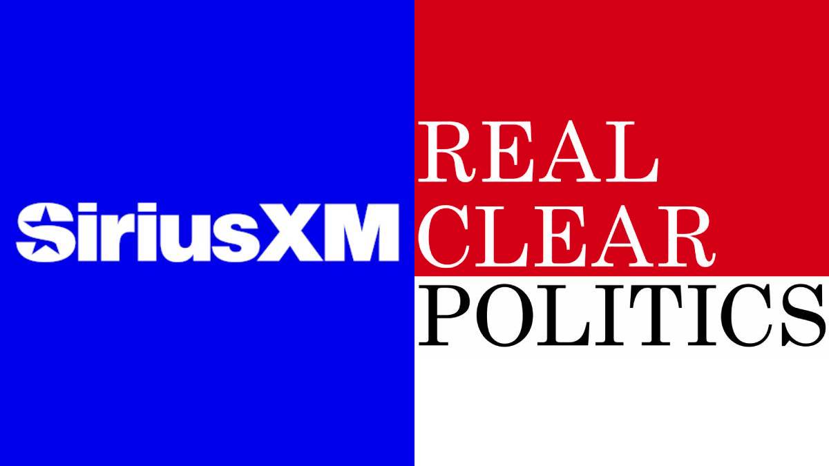 A photo of the SiriusXM and RealClearPolitics logos