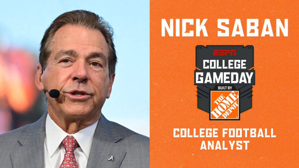 Nick Saban and the College GameDay logo