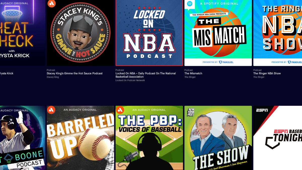 Various sports podcast logos