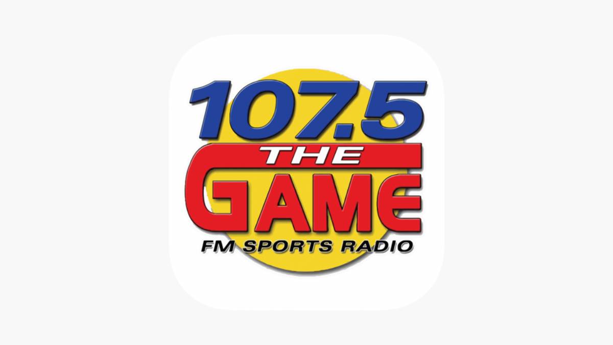 A photo of the 107.5 The Game logo