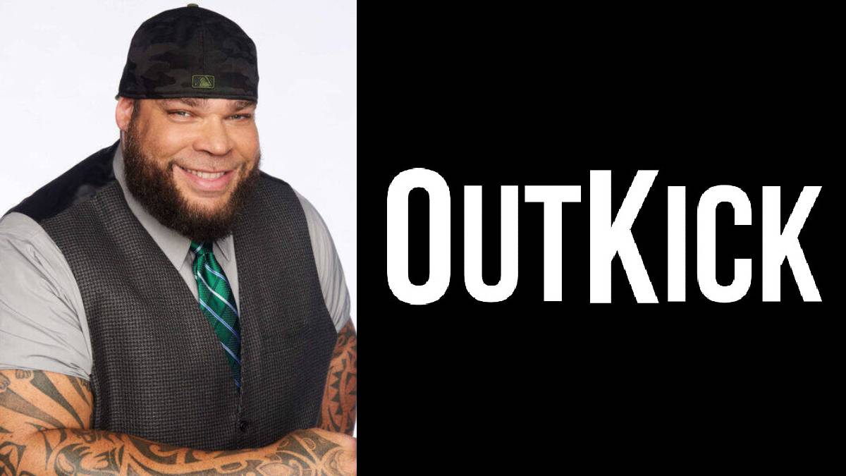 A photo of Tyrus and the OutKick logo