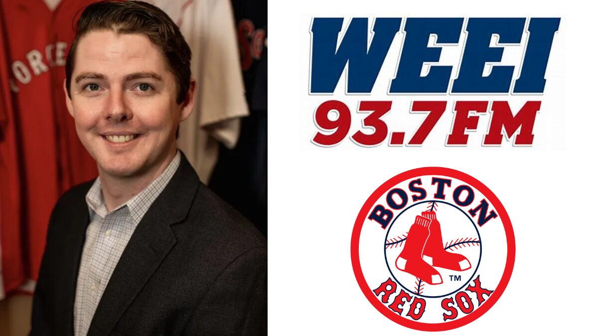 Photo of Tyler Murray and logos for WEEI and the Boston Red Sox