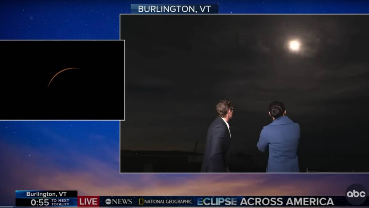 A photo of ABC's coverage of the 2024 Solar Eclipse