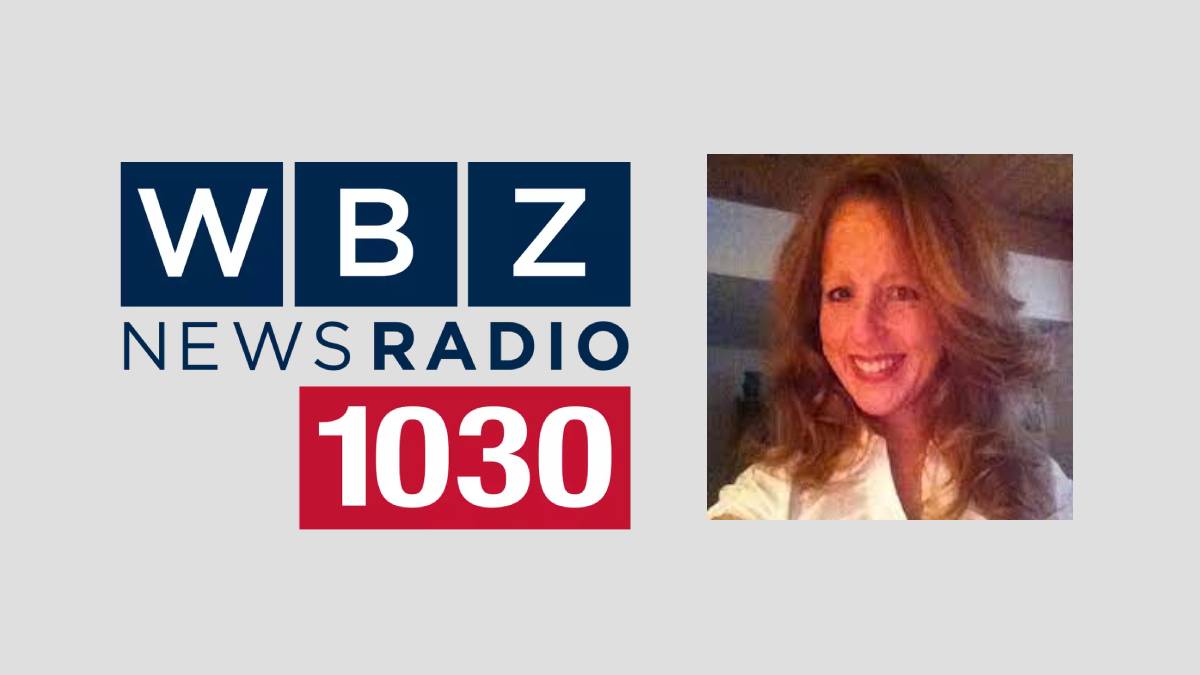 A photo of Kim Tunnicliffe and the WBZ logo