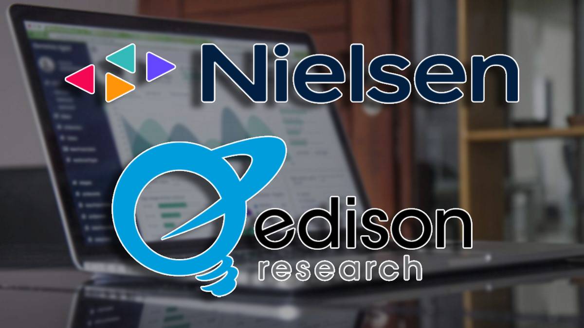 A photo of the Nielsen and Edison Research logos