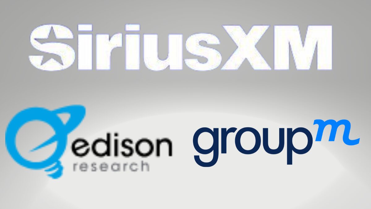 Logos for SiriusXM, Edison Research and GroupM