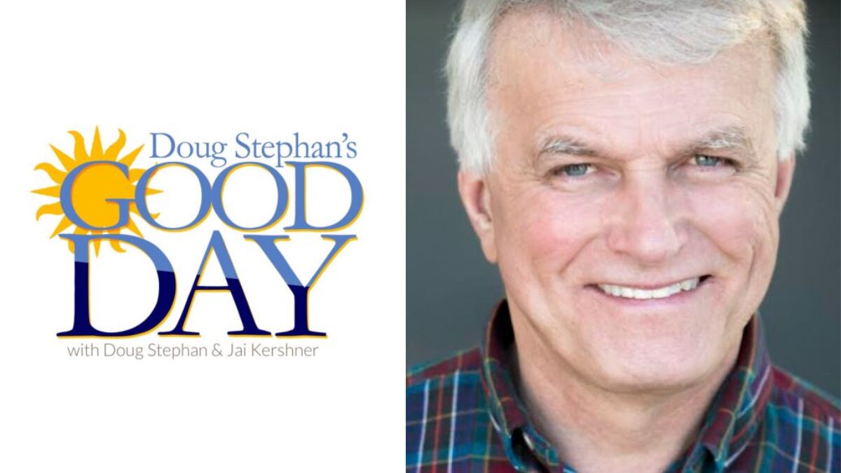 A photo of Doug Stephan and his Good Day logo