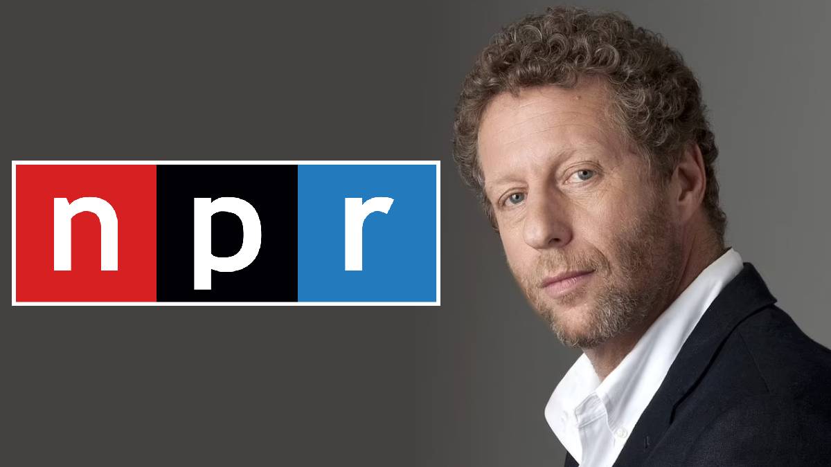 A photo of Uri Berliner and the NPR logo