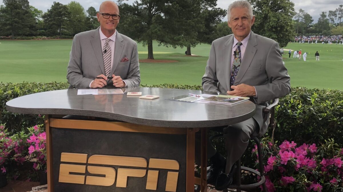 Photo of ESPN at the Masters with Scott Van Pelt and Andy North