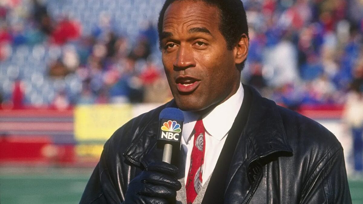 Photo of OJ Simpson working for NBC Sports