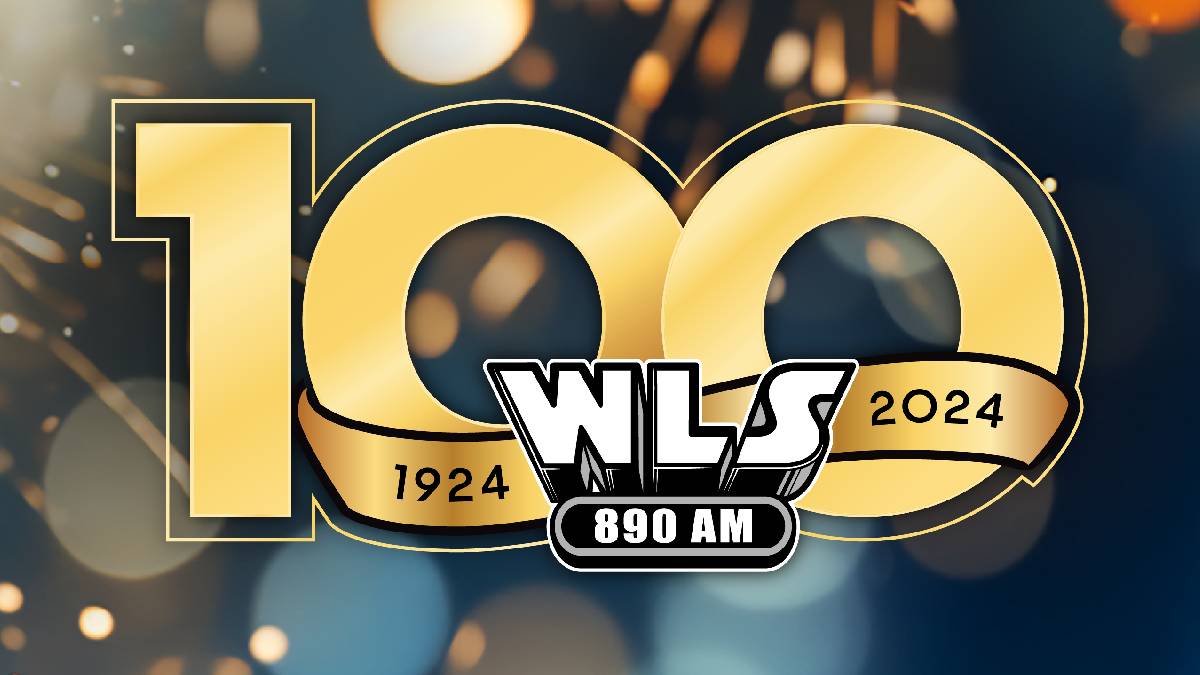 A photo of the WLS 100 anniversay logo