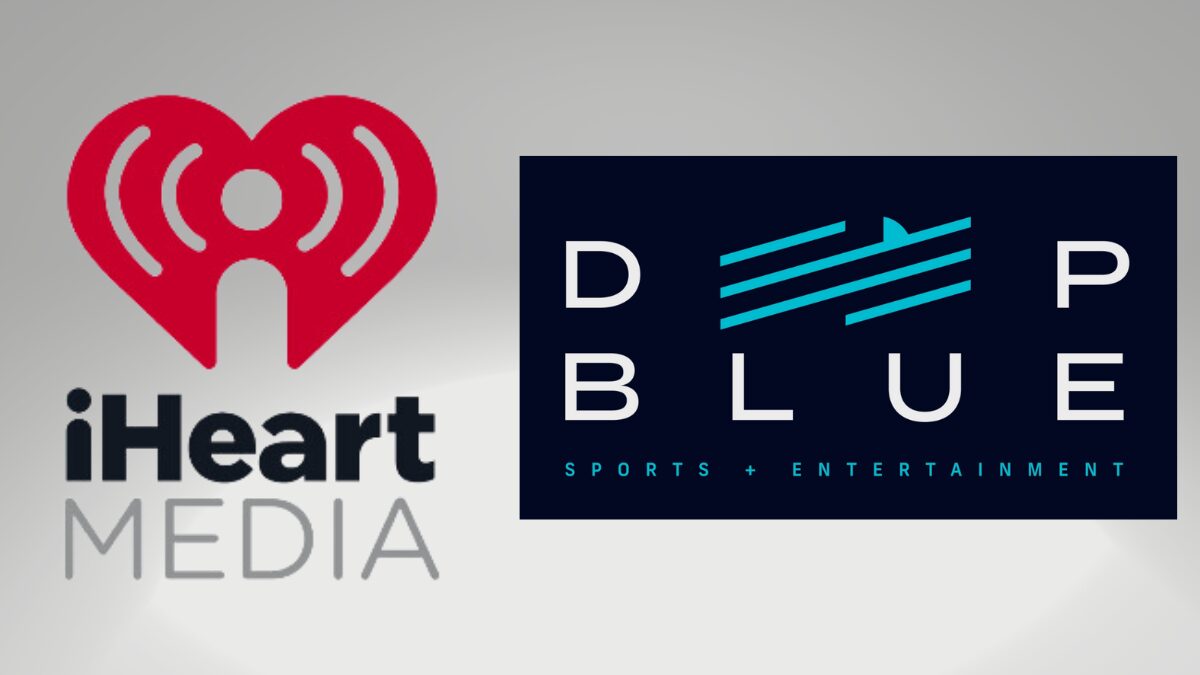 Logos for iHeartMedia and Deep Blue Sports and Entertainment