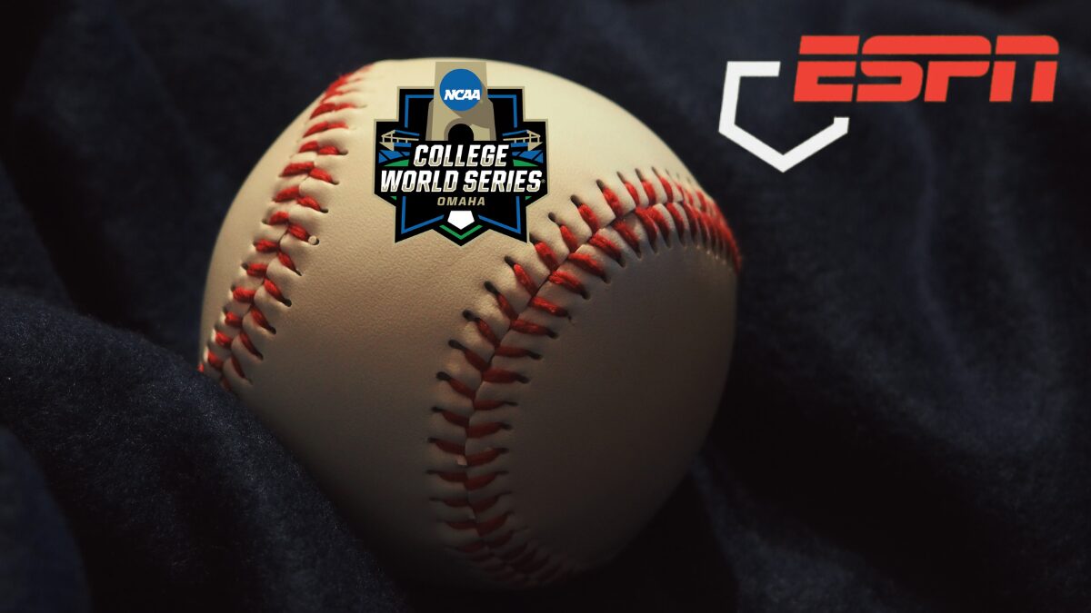 Logos for the College World Series and ESPN