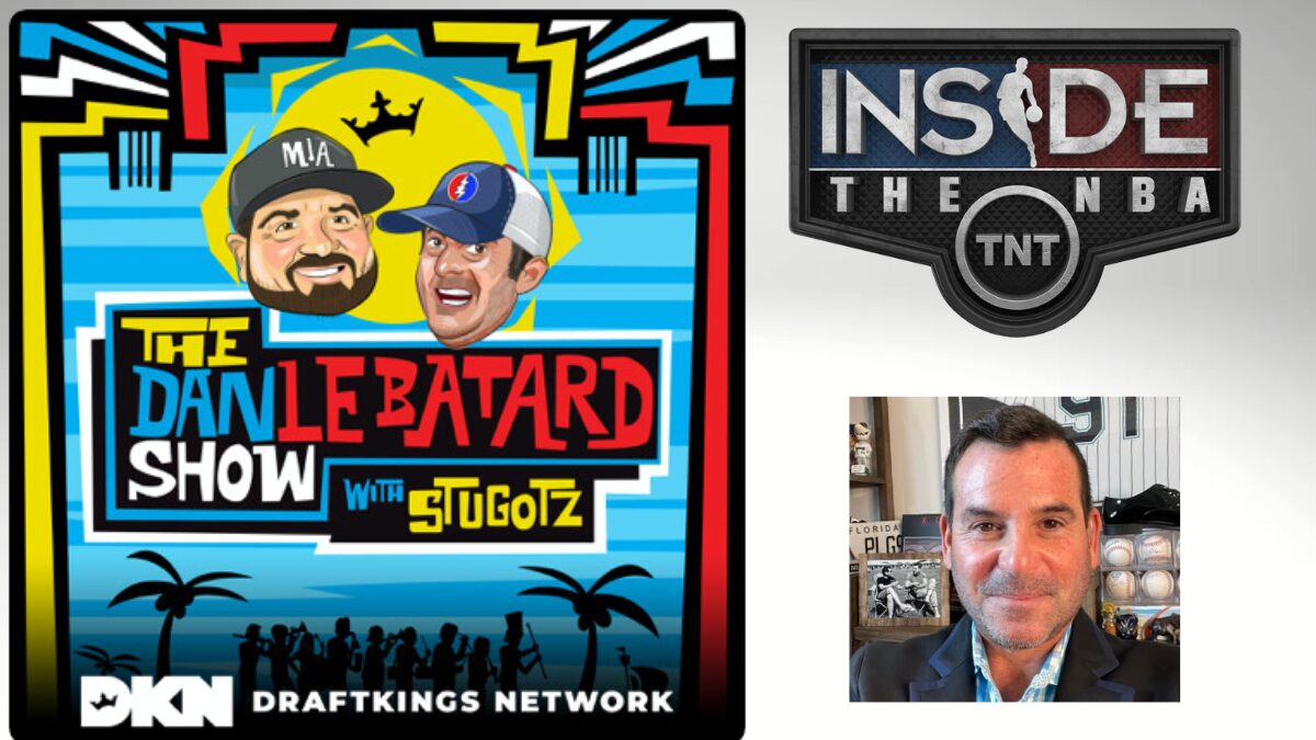 Graphic for The Dan Le Batard Show with Stugotz, a photo of David Samson and a logo for Inside the NBA