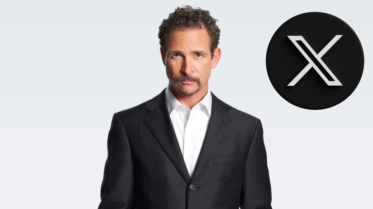 Photo of Jim Rome and a logo for the X platform