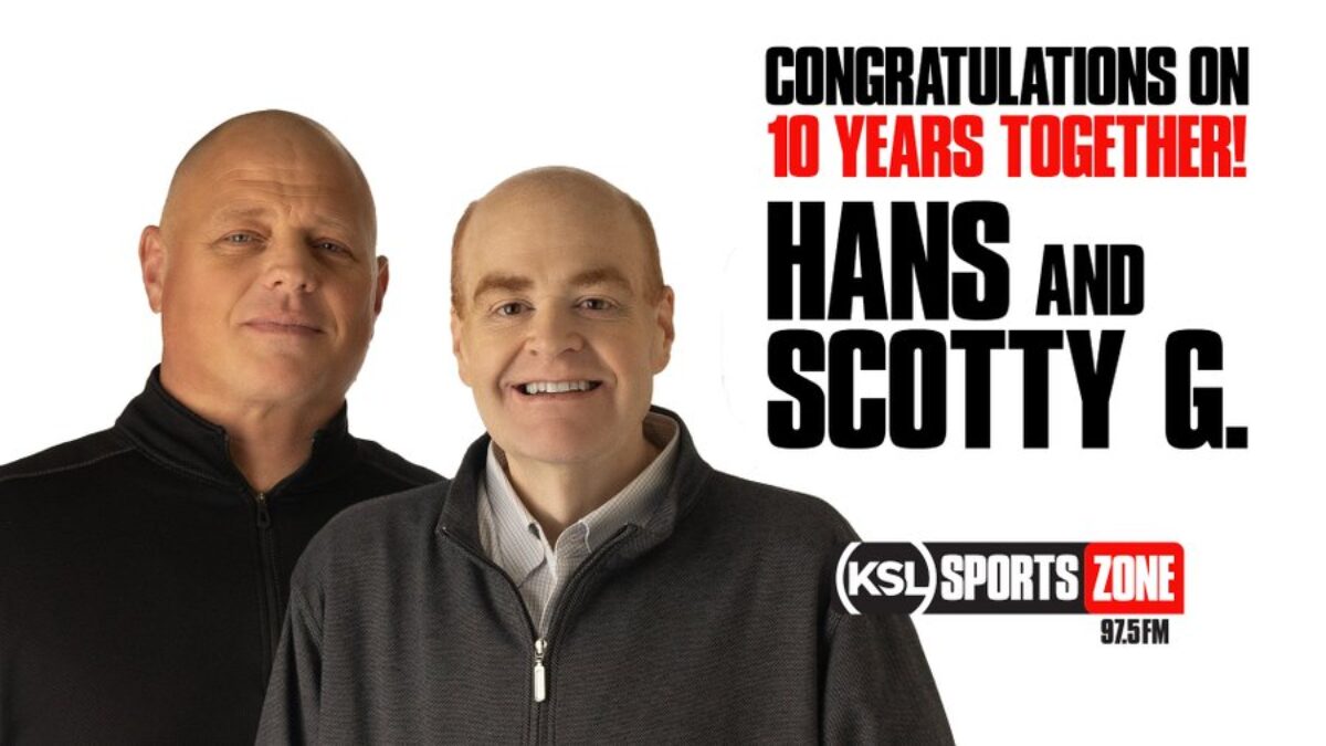 Graphic for the 10 year anniversary of Hans & Scotty G on KSL Sports