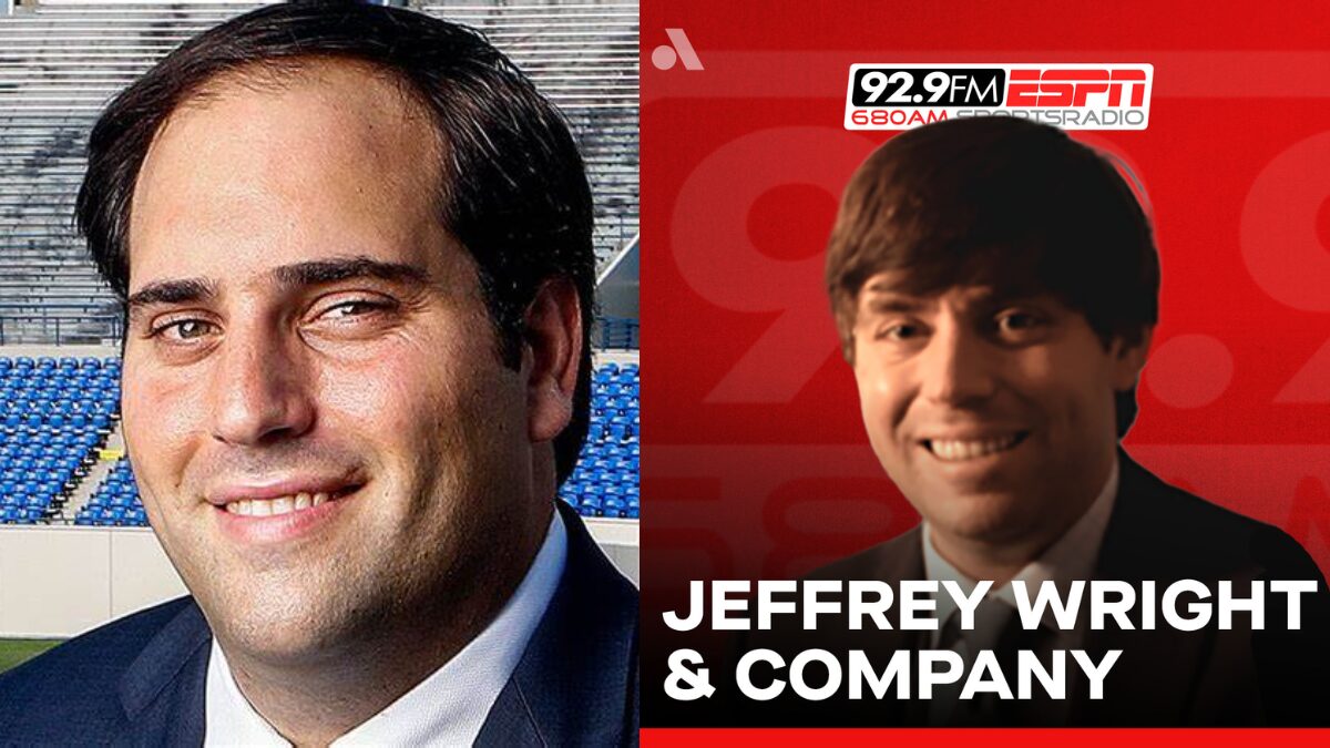 Phto of Mark Giannotto and a graphic for Jeffrey Wright and Friends on 92.9 ESPN Memphis