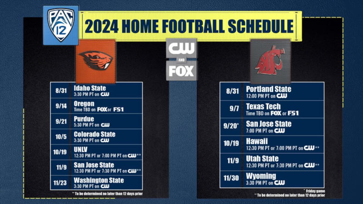 Graphic for the Pac-12 home football schedule