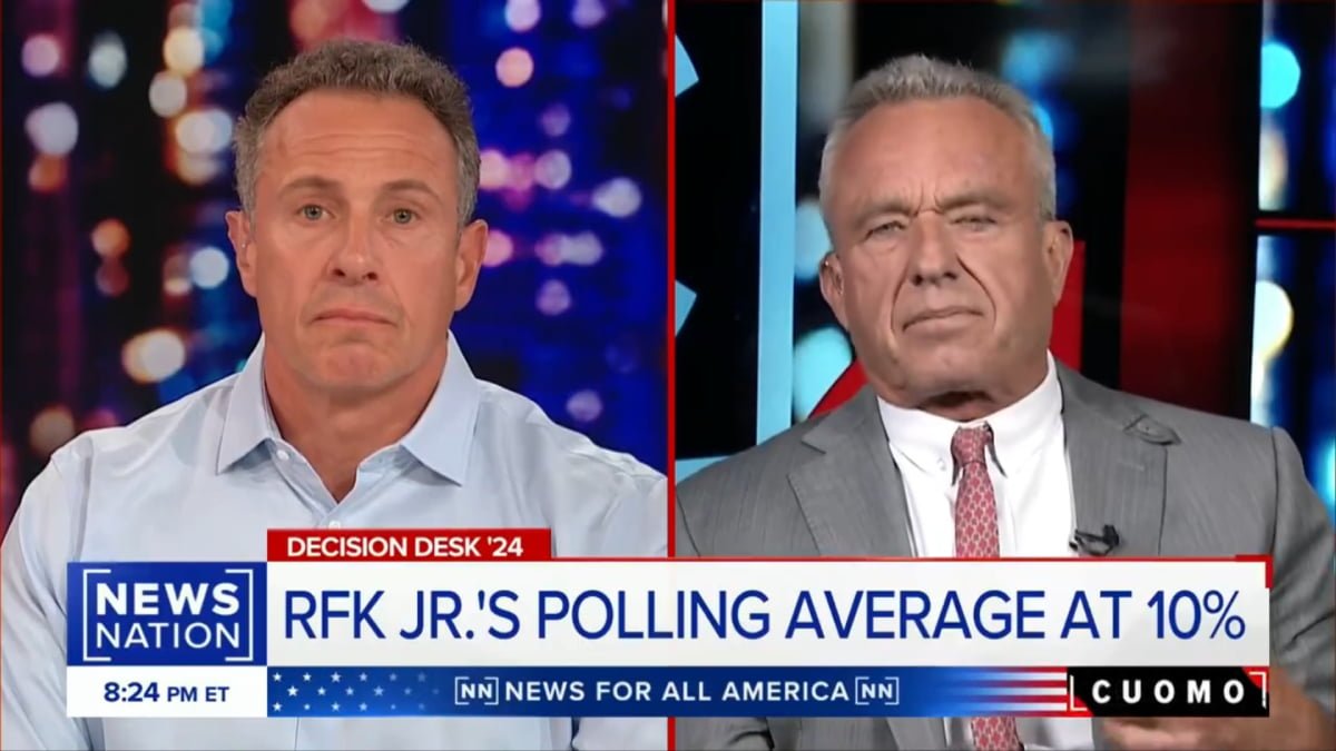 A photo of Chris Cuomo interviewing RFK Jr.