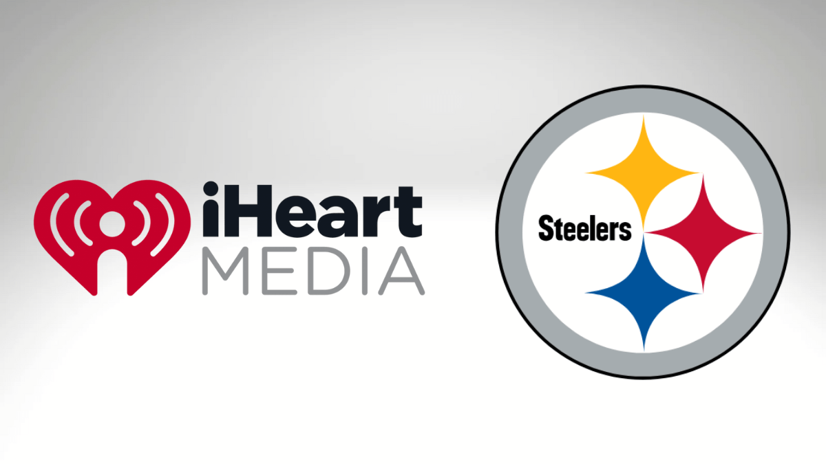 Logos for iHeartMedia and the Pittsburgh Steelers