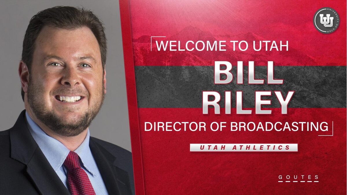 Graphic announcing Bill Riley as the new Director of Broadcasting for the University of Utah