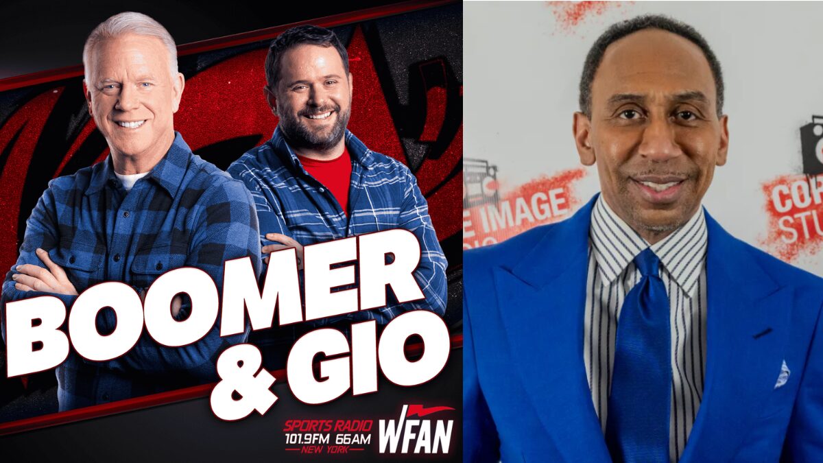 Graphic for the Boomer & Gio Show and a photo of Stephen A. Smith