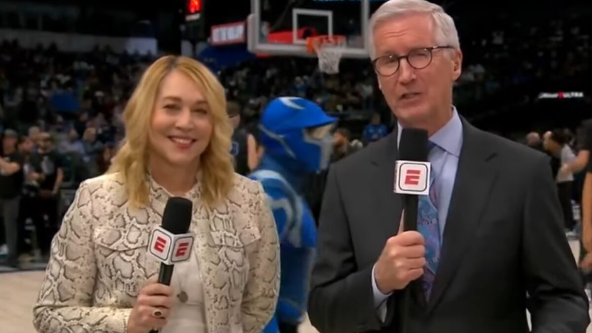 Screengrab from NBA on ESPN of Mike Breen and Doris Burke