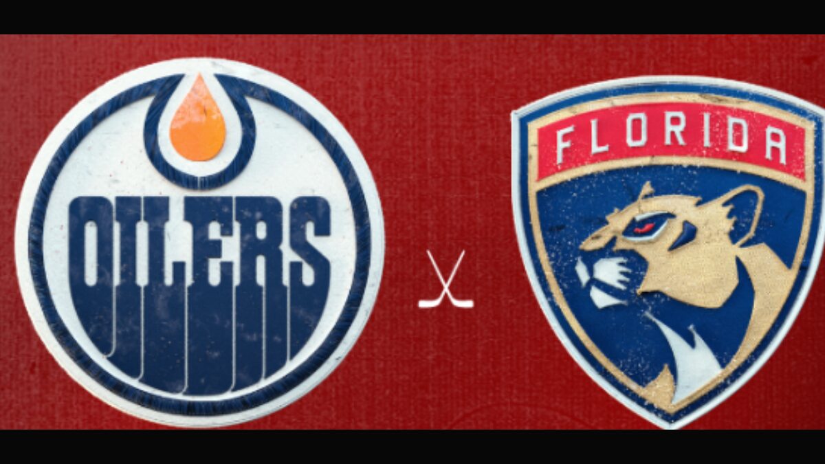 Graphic showing the logos of the Edmonton Oilers and the Florida Panthers