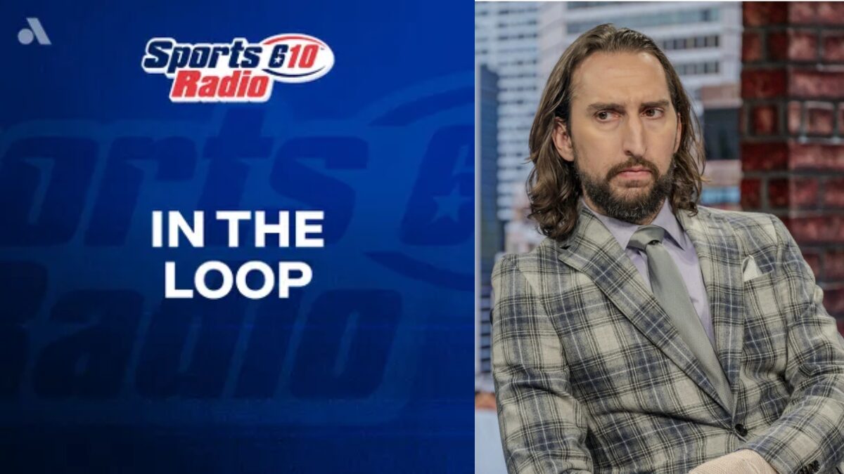 Logo for In the Loop on SportsRadio 610 and a photo of Nick Wright