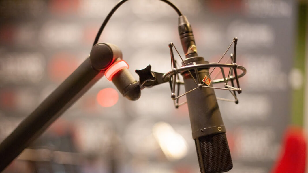 A photo of a radio microphone