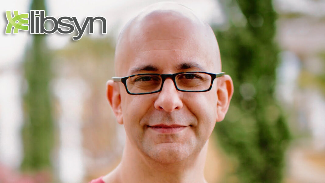 A photo of Rob Walch and the Libsyn logo