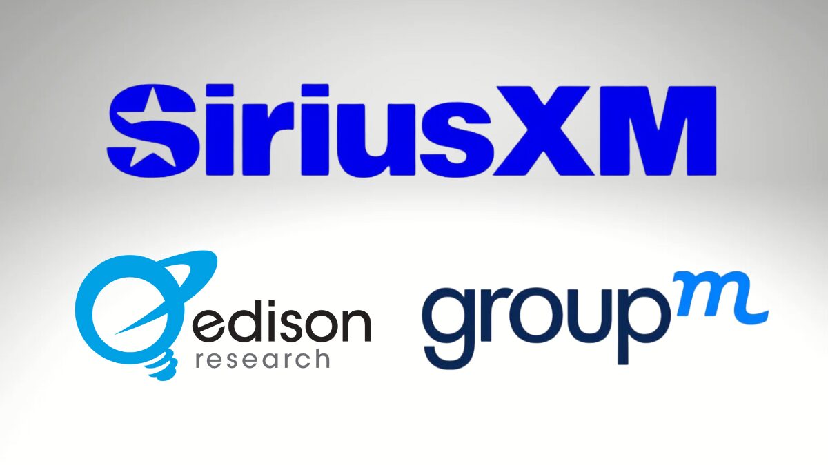 Logos for SiriusXM, Edison Research and GroupM